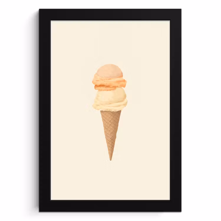 Poster met lijst - Minimalistisch - Schepijs - Hoorntje - Beige — 1
