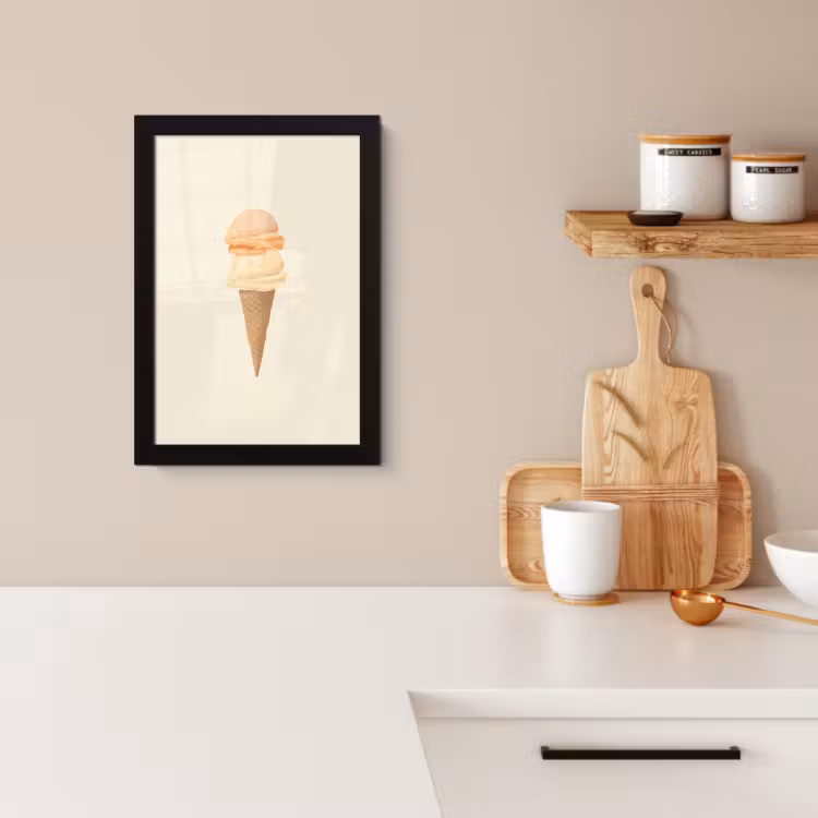 Poster met lijst - Minimalistisch - Schepijs - Hoorntje - Beige — 2