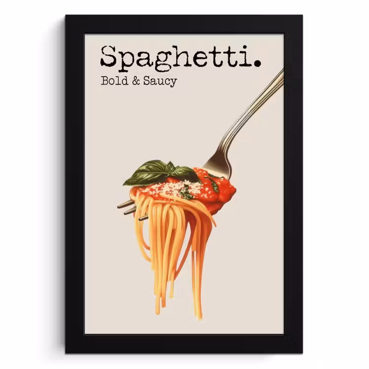 Poster met lijst - Spaghetti - tomatensaus - Parmezaanse kaas — 1