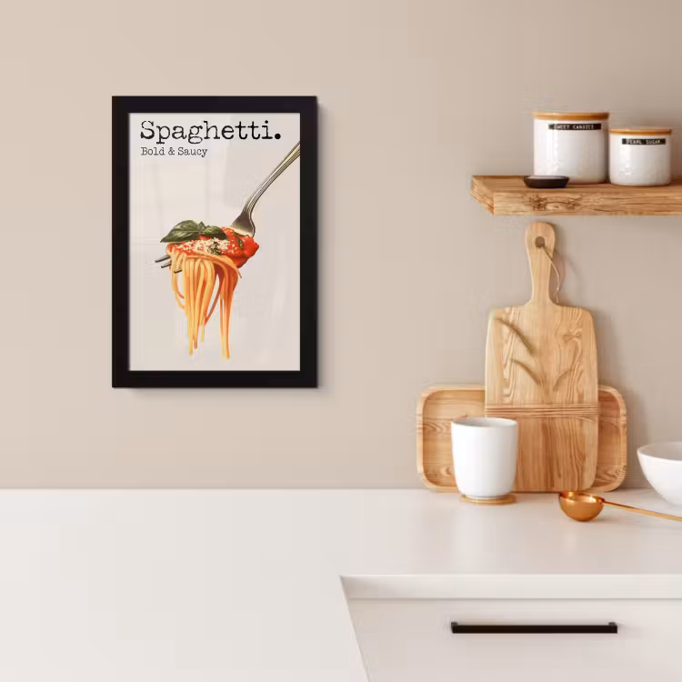 Poster met lijst - Spaghetti - tomatensaus - Parmezaanse kaas — 2