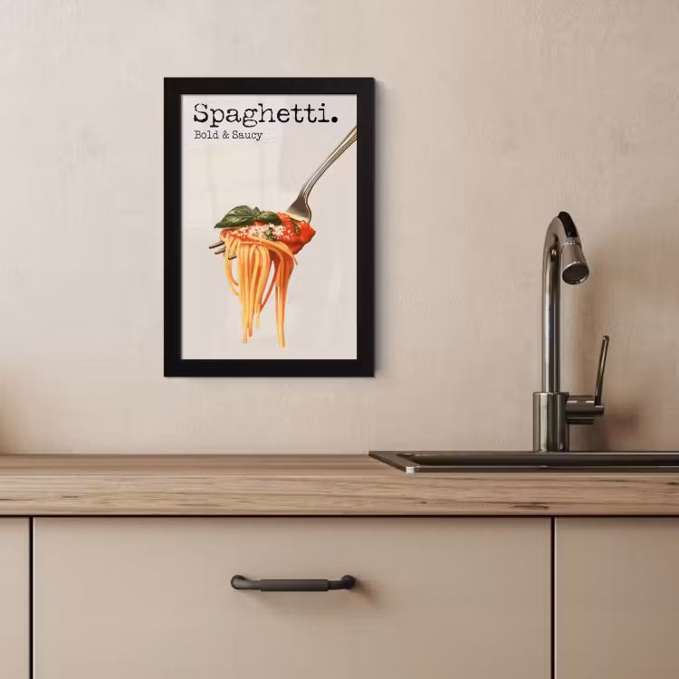 Poster met lijst - Spaghetti - tomatensaus - Parmezaanse kaas — 3