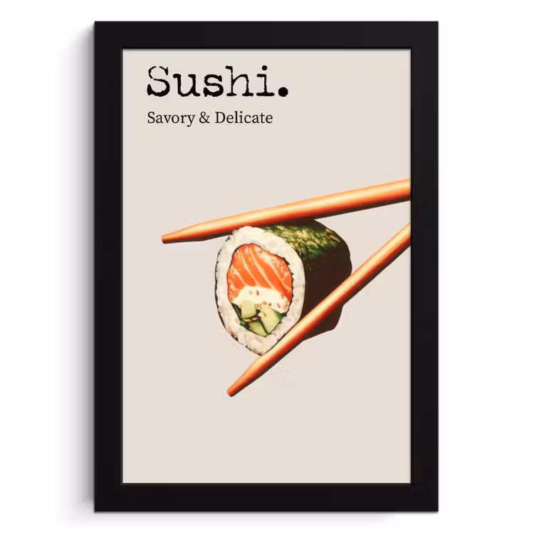 Poster met lijst - Sushi - Zalm - Rijst - Japans — 1