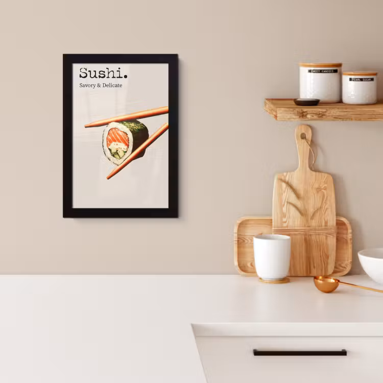 Poster met lijst - Sushi - Zalm - Rijst - Japans — 2