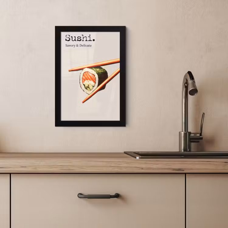 Poster met lijst - Sushi - Zalm - Rijst - Japans — 4
