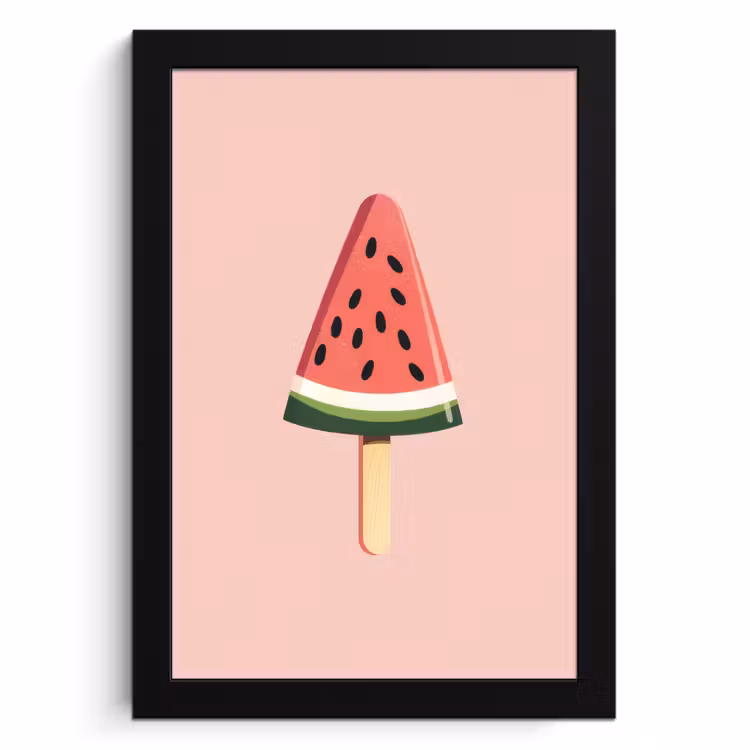 Poster met lijst - Watermeloen - Ijsje - Pitjes - Rood — 1