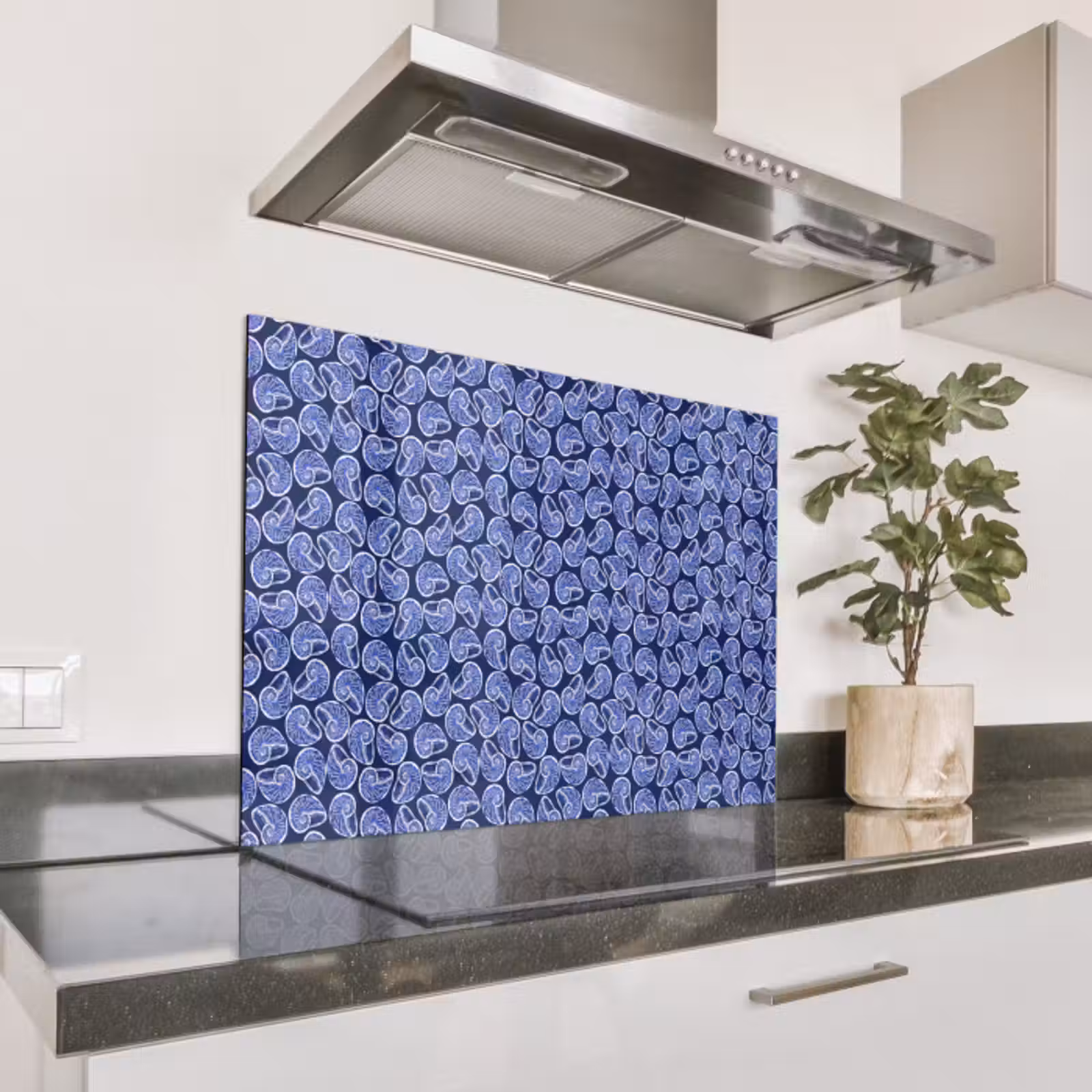 Spatscherm keuken - Nostalgisch - Kust - Zee - Schelp - Blauw — 1