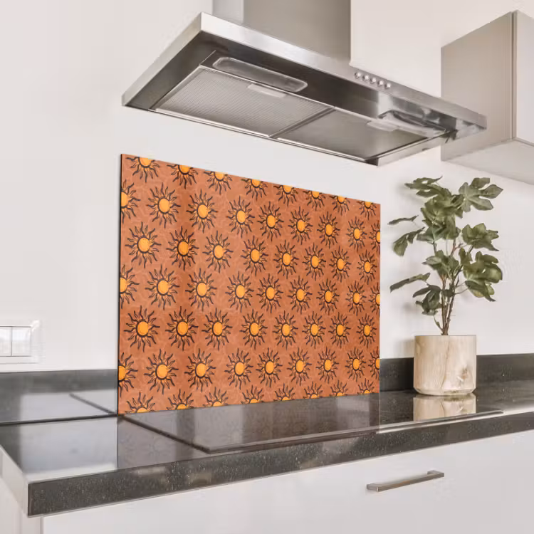 Spatscherm keuken - Nostalgisch - Kust - Zee - Zonnig - Bruin - Oranje — 1