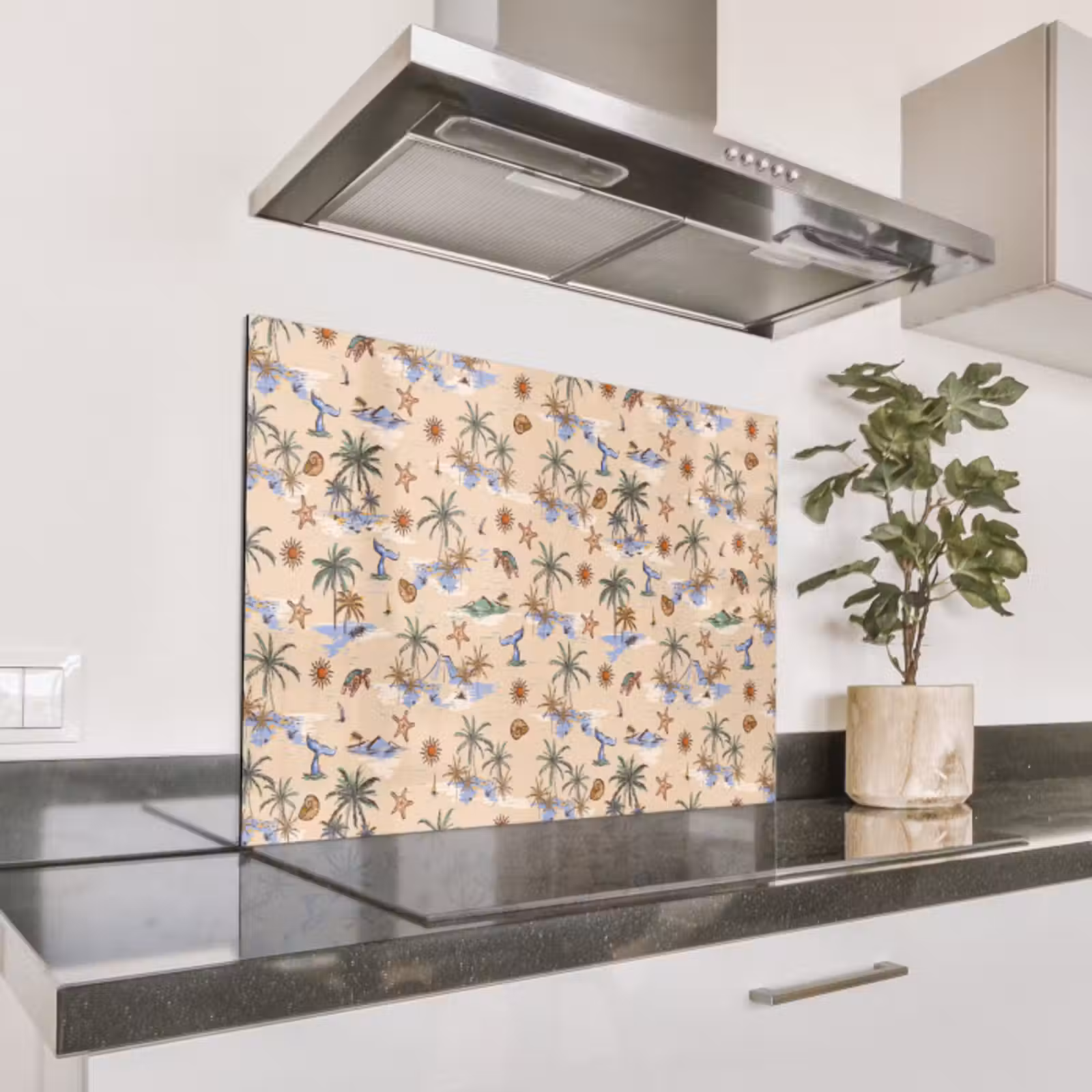 Spatscherm keuken - Nostalgisch - Kust - Zee - Eiland - Walrus - Multi — 1