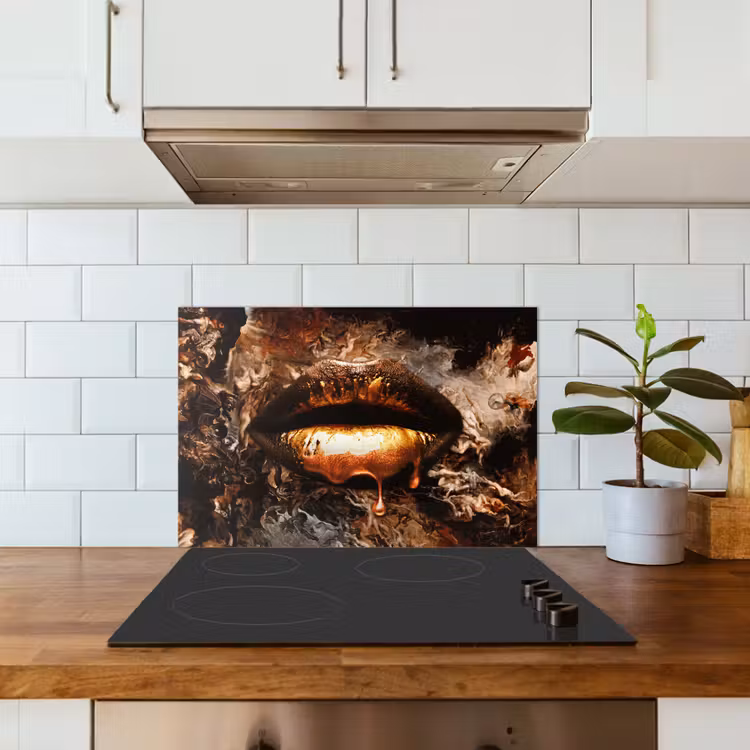 Spatscherm keuken - Goud - Lippen - Kunst - Goud - Luxe - Abstract — 3