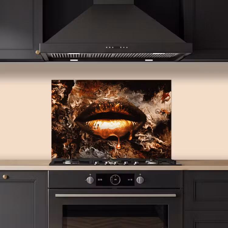 Spatscherm keuken - Goud - Lippen - Kunst - Goud - Luxe - Abstract — 5
