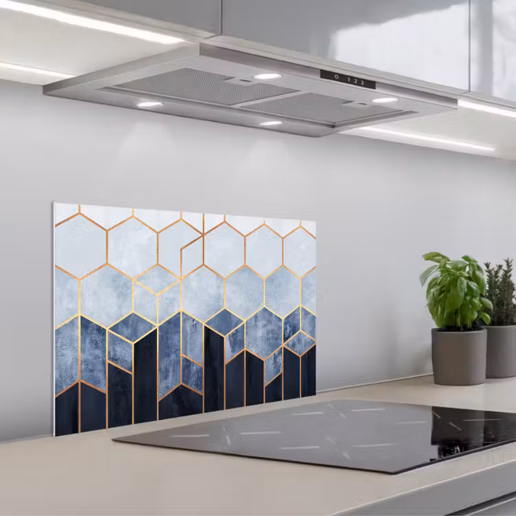 Spatscherm keuken - Hexagon - Gold - Luxe - Patronen — 1