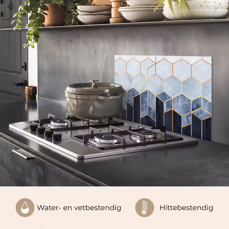 Spatscherm keuken - Hexagon - Gold - Luxe - Patronen — 2