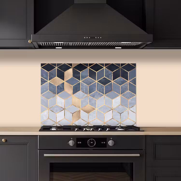 Spatscherm keuken - Kubus - Goud - Luxe - Patronen — 5