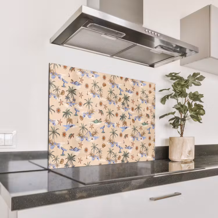 Spatscherm keuken - Nostalgisch - Kust - Zee - Eiland - Walrus - Multi — 1