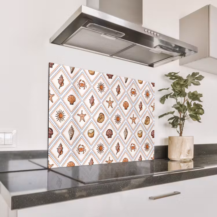 Spatscherm keuken - Nostalgisch - Kust - Zee  - Kokosnoot- Schelp - Multi — 1