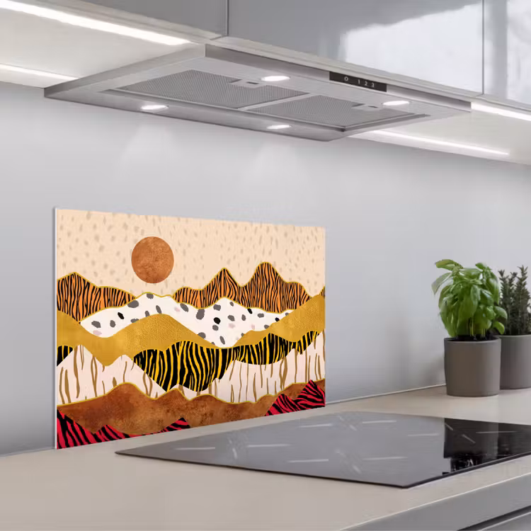 Spatscherm keuken - Tijgerprint - Pastel - Goud - Print - Tijger - Abstract — 1