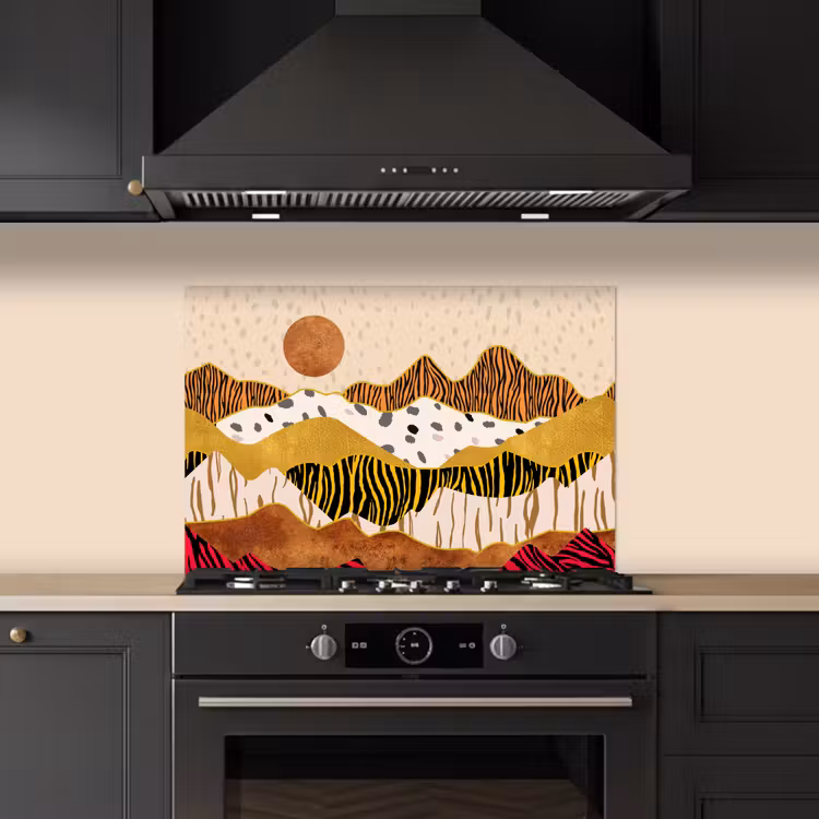 Spatscherm keuken - Tijgerprint - Pastel - Goud - Print - Tijger - Abstract — 5