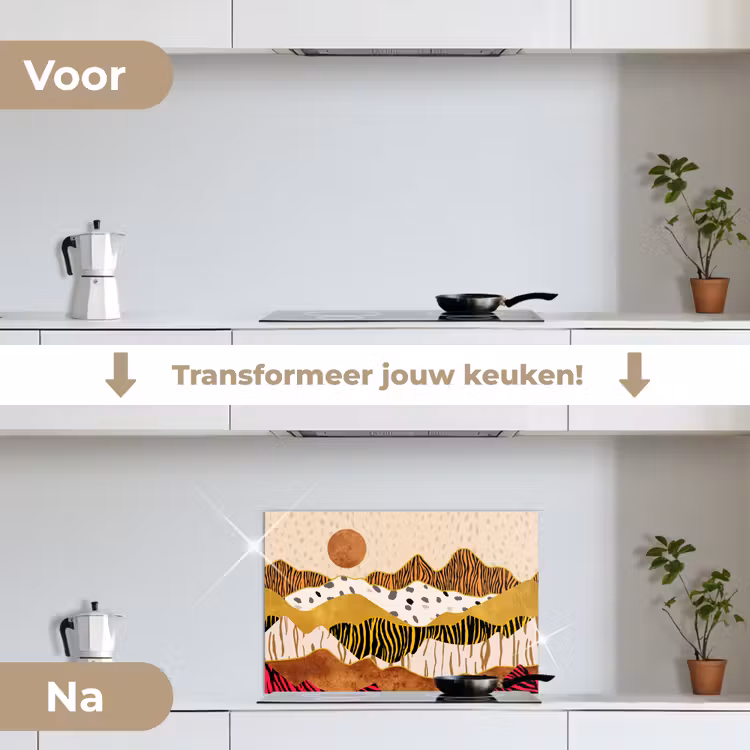 Spatscherm keuken - Tijgerprint - Pastel - Goud - Print - Tijger - Abstract — 7