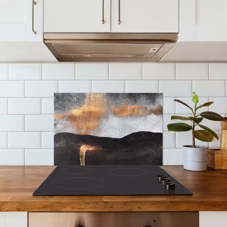 Spatscherm keuken - Abstract - Gold - Chic - Zwart - Grijs — 3