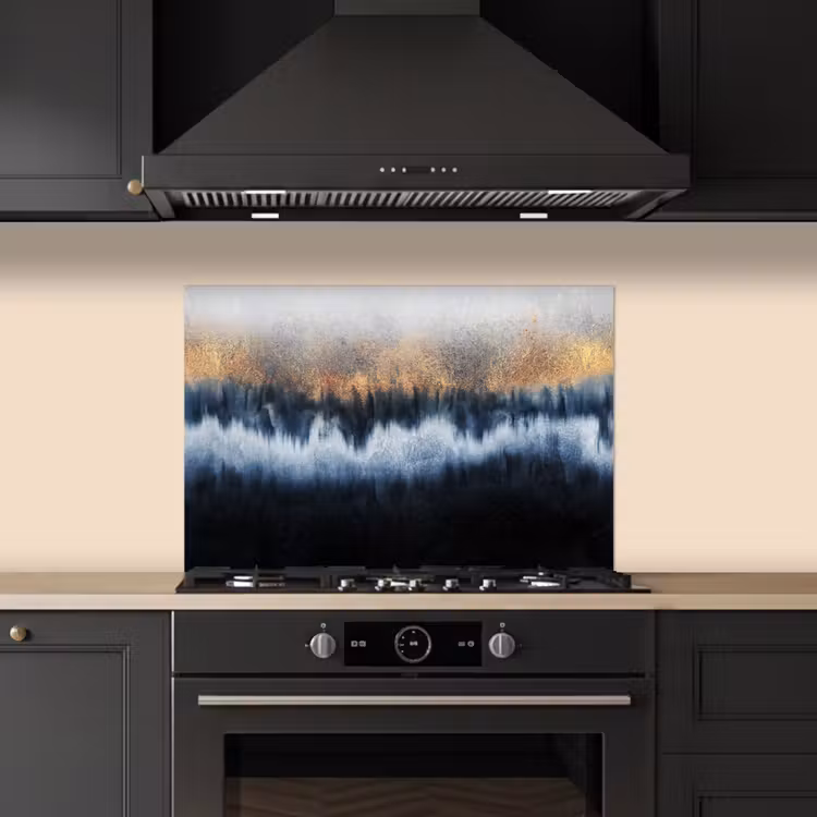 Spatscherm keuken - Abstract - Goud - Luxe - Blauw — 5