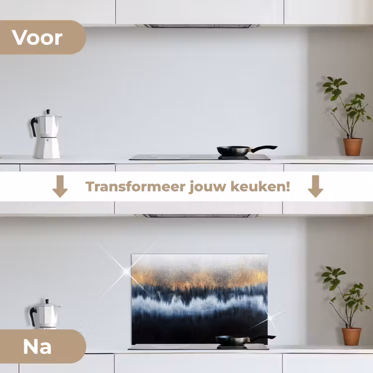 Spatscherm keuken - Abstract - Goud - Luxe - Blauw — 7