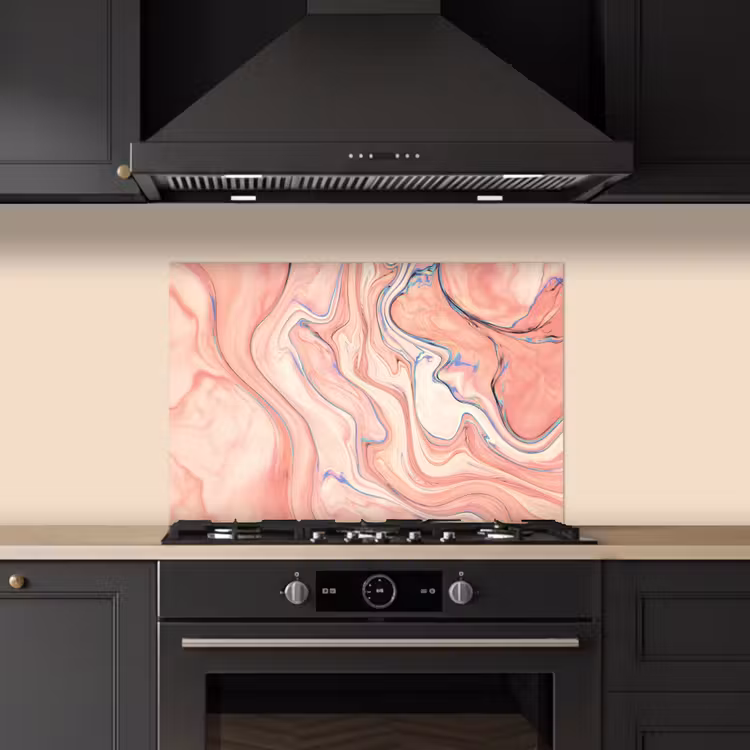 Spatscherm keuken - Marmer - Pastel - Roze - Blauw - Marmerlook - Abstract — 5