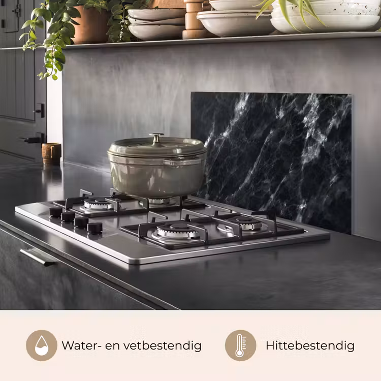 Spatscherm keuken - Marmer - Zwart - Luxe — 2