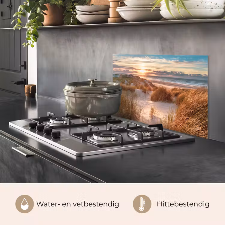 Spatscherm keuken - Duin - Planten - Zonsondergang - Strand - Zee — 2