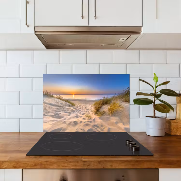 Spatscherm keuken - Duin - Zonsondergang - Horizon - Strand - Gras — 3