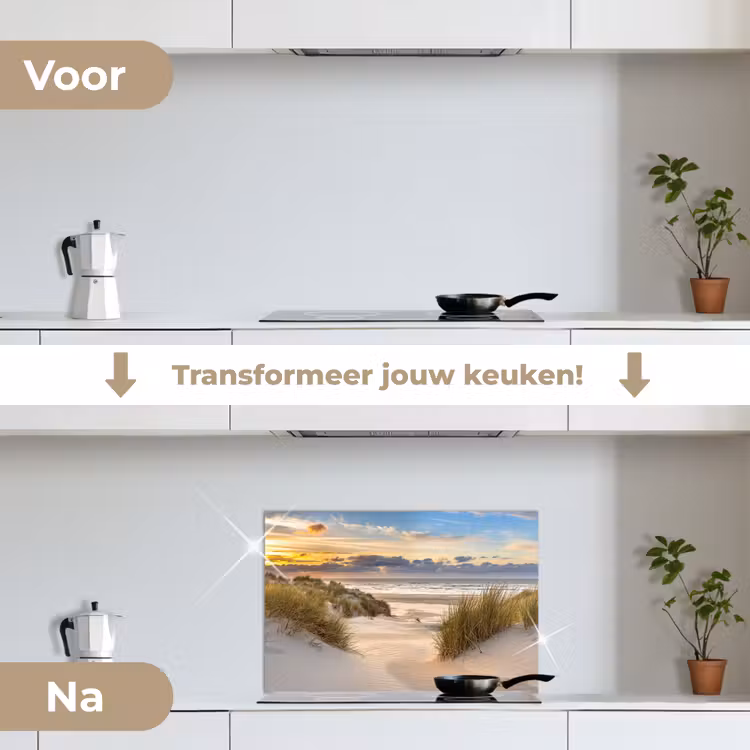 Spatscherm keuken - Strand - Duin - Gras - Zonsondergang - Zee — 7
