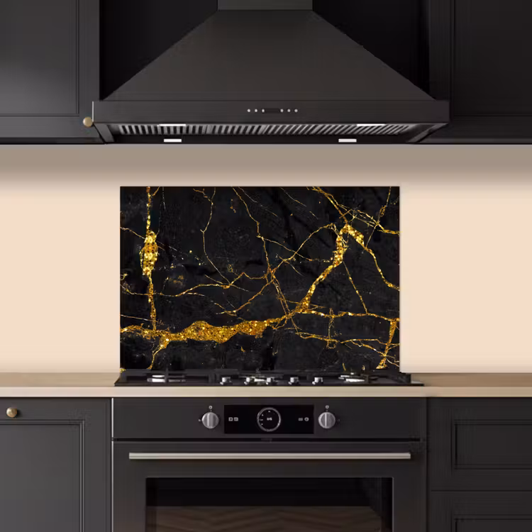 Spatscherm keuken - Marmer - Goud - Zwart - Marmerlook - Luxe - Glitter — 5