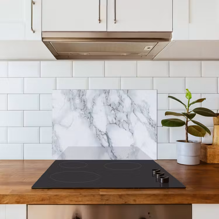 Spatscherm keuken - Marmer - Patroon - Gijs - Wit - Marmerlook - Luxe — 3