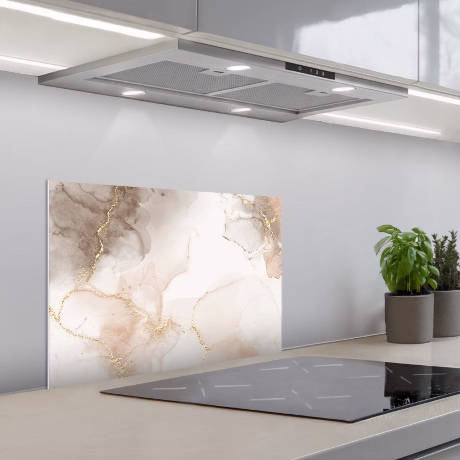 Spatscherm keuken - Marmer - Bruin - Gouden — 1