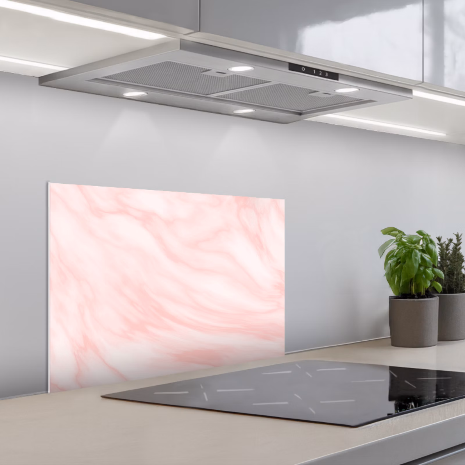 Spatscherm keuken - Marmer - Roze - Wit - Luxe - Marmerlook — 1