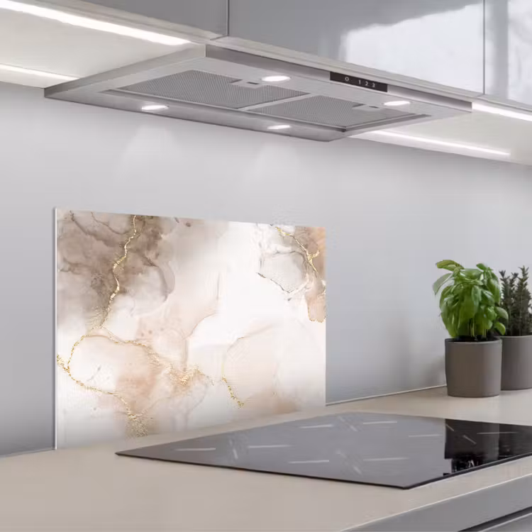Spatscherm keuken - Marmer - Bruin - Gouden — 1