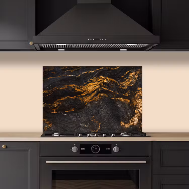 Spatscherm keuken - Marmer - Kalk - Zwart - Goud - Marmerlook - Luxe — 5