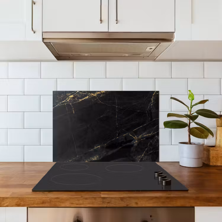 Spatscherm keuken - Marmer look - Luxe - Zwart - Goud — 3
