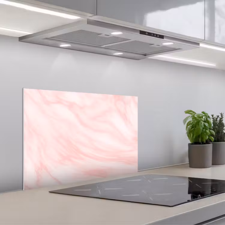 Spatscherm keuken - Marmer - Roze - Wit - Luxe - Marmerlook — 1
