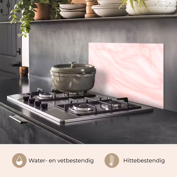 Spatscherm keuken - Marmer - Roze - Wit - Luxe - Marmerlook — 2