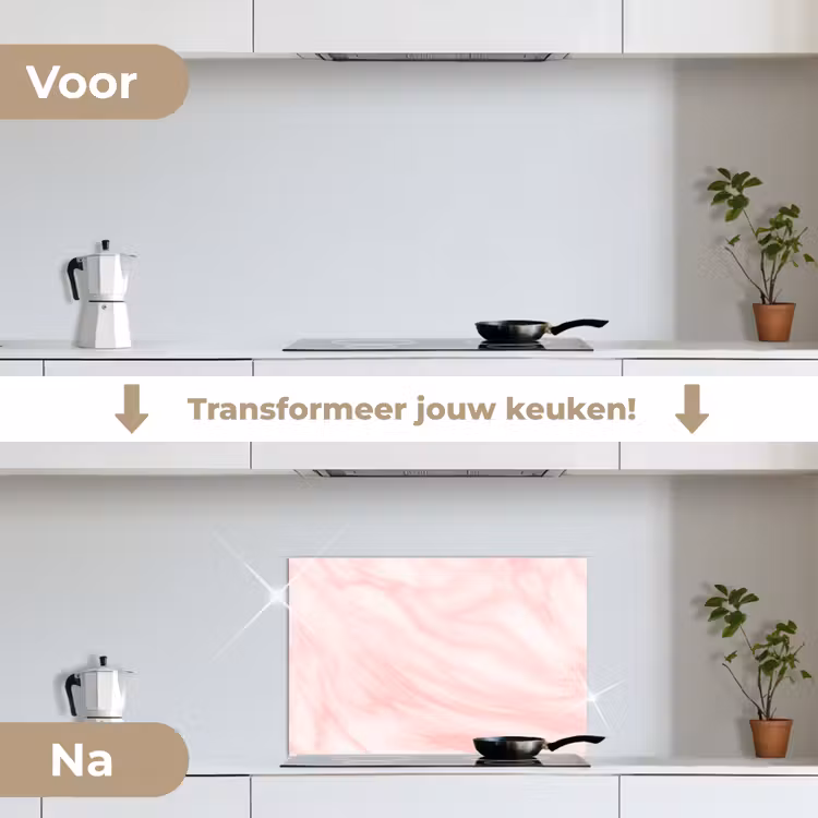 Spatscherm keuken - Marmer - Roze - Wit - Luxe - Marmerlook — 7