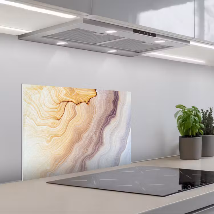 Spatscherm keuken - Marmer - Textuur - Zandsteen - Goud - Marmerlook — 1