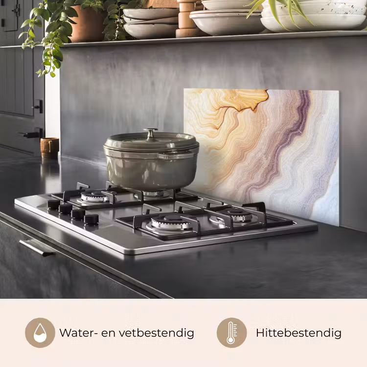 Spatscherm keuken - Marmer - Textuur - Zandsteen - Goud - Marmerlook — 2
