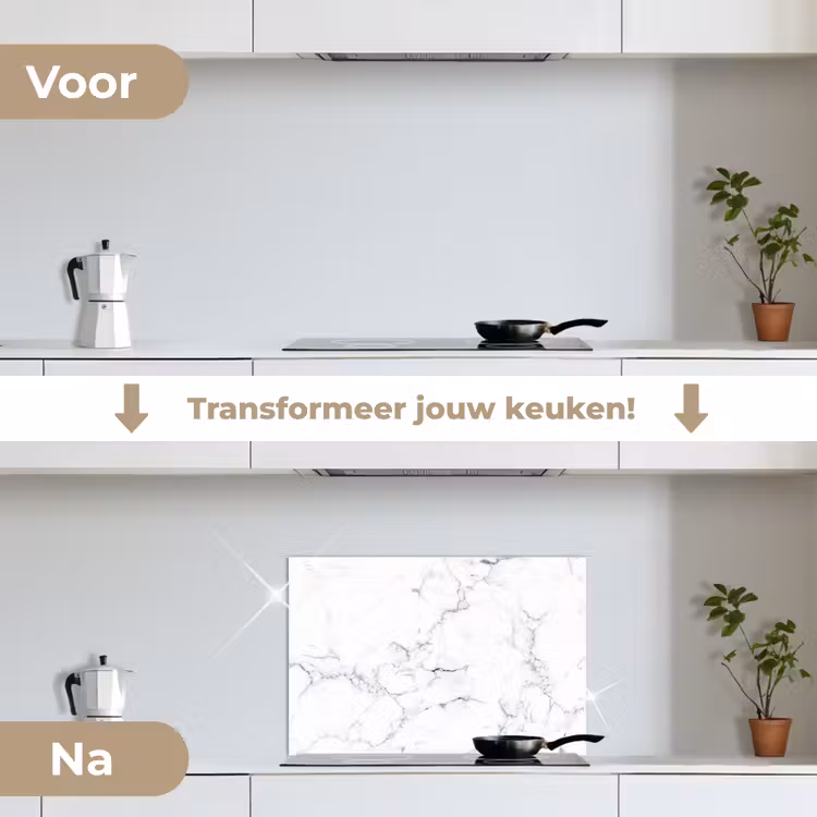 Spatscherm keuken - Marmer - Wit - Grijs - Luxe - Marmerlook - Structuur — 7