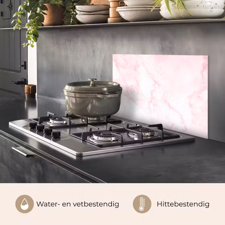 Spatscherm keuken - Marmer - Wit - Roze - Chic - Marmerlook — 2