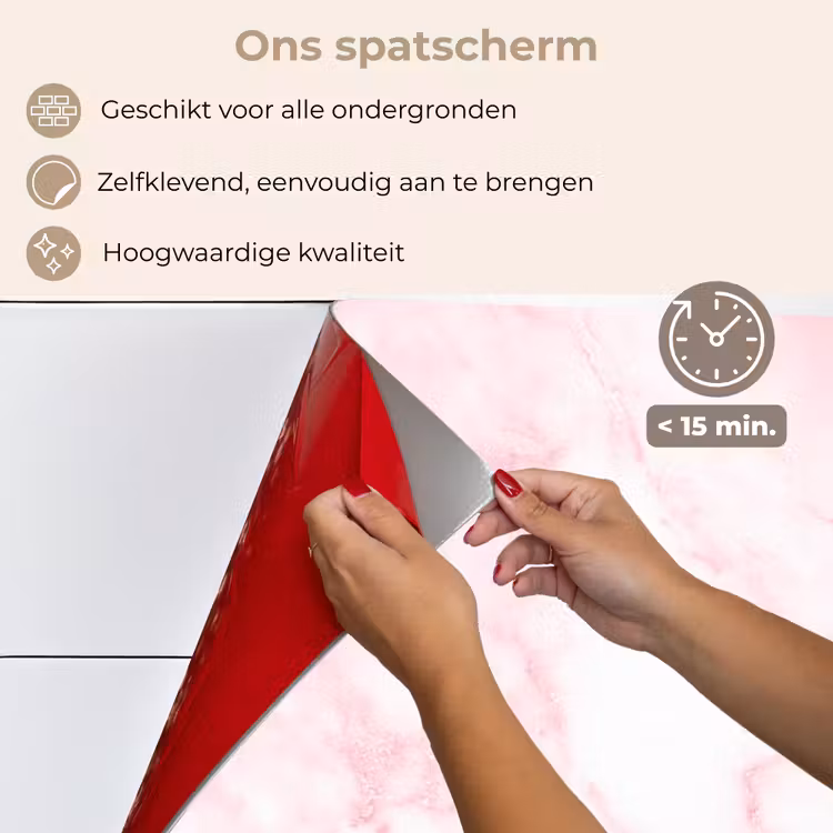 Spatscherm keuken - Marmer - Wit - Roze - Chic - Marmerlook — 4