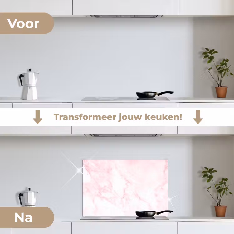 Spatscherm keuken - Marmer - Wit - Roze - Chic - Marmerlook — 7