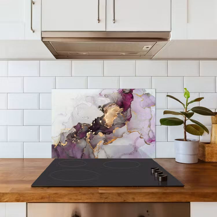 Spatscherm keuken - Marmer - Abstract - Goud - Paars — 3