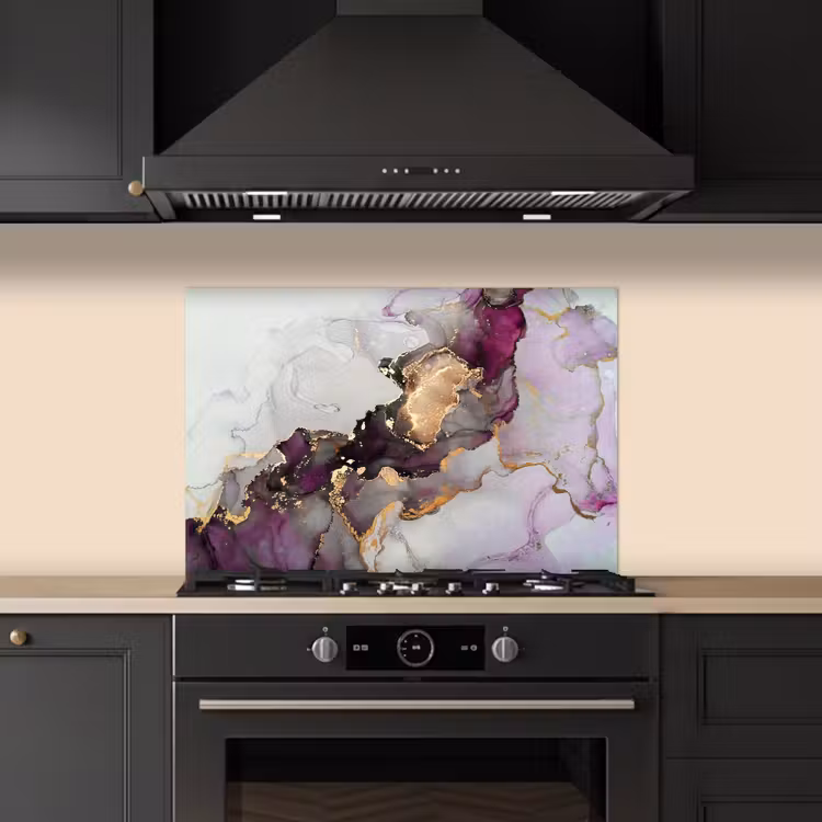 Spatscherm keuken - Marmer - Abstract - Goud - Paars — 5