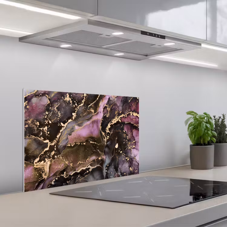 Spatscherm keuken - Marmer - Gold - Steen - Abstract — 1