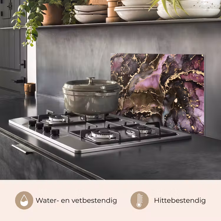 Spatscherm keuken - Marmer - Gold - Steen - Abstract — 2